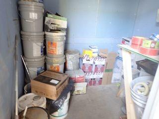 Contents of Lot 329 Including Interior Paint, 850A Acrylic Latex Caulking, Painters Tape, etc. 