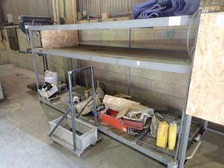 3-tiered Metal Shelving Unit and Contents. 