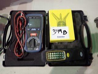 Lot of Curvo-Mark #6 Standard Centering Head, Reed ST5500 Insulation Tester, and Voltax LED Flashlight. 