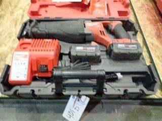 Milwaukee 2720-22 M18 Fuel Cordless Sawzall Reciprocating Saw Kit w/ Charger and 2 Batteries. 