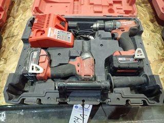 Milwaukee 2897-22 Cordless Combo Pack w/ M18 Fuel 3/8" Drill, Impact, Charger and 2 Batteries. 