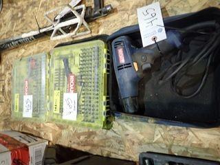 Lot of Ryobi 3/8" Electric Drill and Asst. Ryobi Bits.