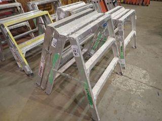 Lot of 2 Aluminum Step Ladder/Sawhorses. 