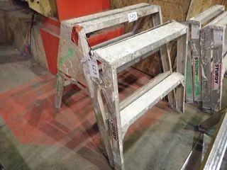 Lot of 2 Aluminum Step Ladder/Sawhorses. 