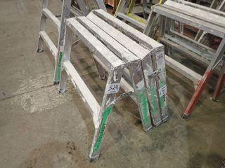 Lot of 2 Aluminum Step Ladder/Sawhorses. 