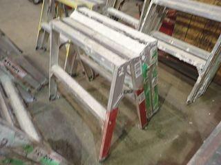 Lot of 2 Aluminum Step Ladder/Sawhorses. 