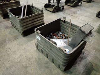 Lot of 3 Stackable Steel Crates w/ Contents. 