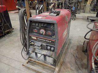 Skidded Lincoln Electric Ranger 305G Gas Welder w/ Cables.  Showing 5,005hrs.