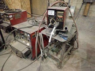 Lincoln Electric DC-400 Multi-Process Welder w/ Lincoln Electric LN-7 Wire Feeder, Cart and Cables. 