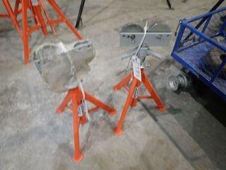 Lot of 2 Ridgid RJ-99 Adjustable Pipe Stands w/ Roller Heads.