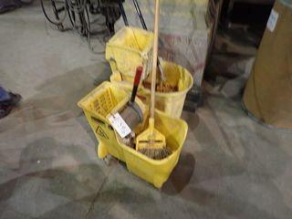 Lot of 2 Mop Pails and Mops.