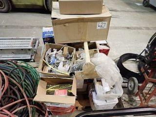 Pallet of Asst. Fasteners including Screw Strips,  Drywall Screws, Sanding Blocks, etc.