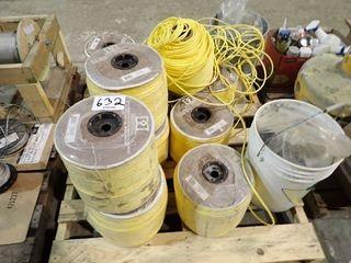 Lot of 11 Rolls 1/4" Polypropylene Rope and Asst. Fasteners.
