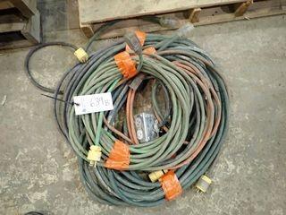 Lot of Heavy Duty Extension Cords- Green. 