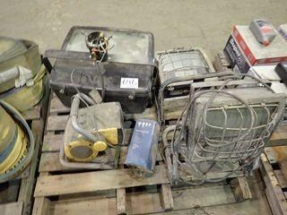 Lot of Yard Light, 2 Construction Lights and Electric Heater. 
