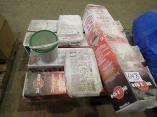 Lot of 9 Cases Resisto Red Zone Air Barrier and Waterproofing Membrane, Poly Blend Grout and Mapi Ultrabond Eco560 Rubber Flooring Adhesive. 