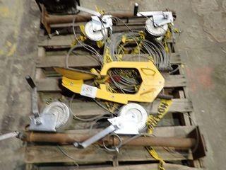 Lot of Wheel Boot and (4) 1,400lbs Capacity Cable Winches. 