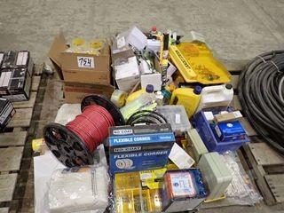 Lot of Asst. Shop Supplies including Cotton Gloves, Air Fittings, Tape, Lockout Kit, Walter Cool Cut, Starrett Temporary Blue Chalk, Staples, etc. 