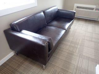 Lot of 2 Ikea Sater Sofas, Framed Prints and World Map. **1 SOFA LOCATED IN MODULAR BUILDING 2ND FLOOR, REST IN MAIN BUILDING**