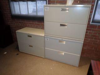 Lot of 4 Lateral 2-drawer File Cabinets.