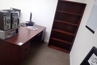 Lot of Double Pedestal Desk and Open Bookcase. 
