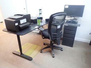 Lot of L-Shaped Work Station, Pedestal and Task Chair. 