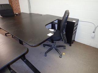 Lot of L-Shaped Work Station, Mobile Pedestal and Task Chair. 