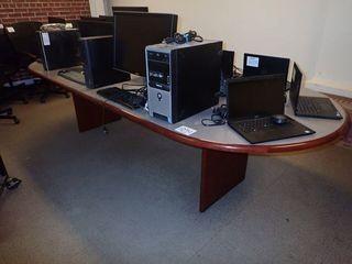 10' Racetrack Boardroom Table w/ Lateral 2-drawer File Cabinet. 