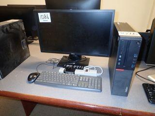 Lot of IBM Thinkcentre Desktop Computer, Dell 24" Flatscreen Monitor, Keyboard and Mouse. **NOTE: NO HARDDRIVE**