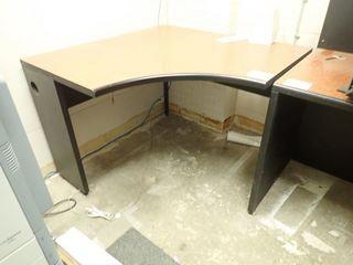 Lot of L-Shaped Workstation and 2 Enclosed 2-door Storage Cabinet and Asst. Office Supplies. 