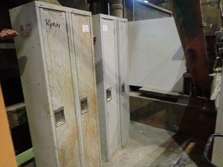 Lot of (2) 2-Door Lockers, Single Door Locker and Lockable Storage Cabinet. 