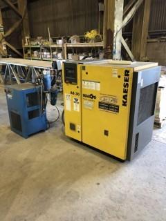 Kaeser AS30 Rotary Screw Air Compressor w/ CFM Air Equipment Dryer. Showing 17,813hrs. 