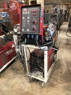 Lincoln Electric Flextec 450 Mig Welder w/ Lincoln Electric Double Header DH-10 Dual Gun Wire Feeder and Cart. 