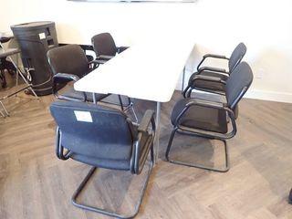 Lot of 5 Side Chairs and Folding Table. 