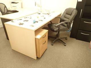 Lot of Work Table, Mobile 2-Drawer Pedestal and Task Chair. 