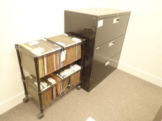 Lot of Lateral 3-Drawer File Cabinet and Mobile Tub File.