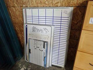 Lot of (5) 36"x48" Magnetic Dry Erase Boards, (3) 36"x48" Dry Erase Boards, 4 Small Dry Erase Boards and Small Pegboard.