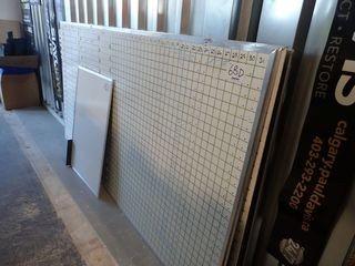 Lot of (2) 8' Dry Erase Boards, (2) 6' Dry Erase Boards and 3' Dry Erase Board.
