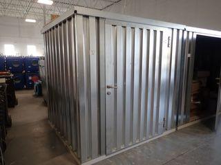 Steel 74"x69"x82" Collapsible Lockable Storage Container w/Forklift Pockets.