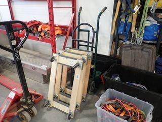 Lot of (2) 2-Wheel Hand Trucks and (3) 4-Wheel Dollies.  **BEING USED FOR LOADOUT. CANNOT BE REMOVED UNTIL 3PM OCT. 30/18**