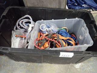 Lot of Asst. Safety Rope, Ratchet Straps, Bungee Cords, Safety Rope Clamps, etc.