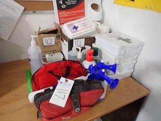 Lot of First Aid Kits, Eye Wash Stations, Emergency Horns, etc.
