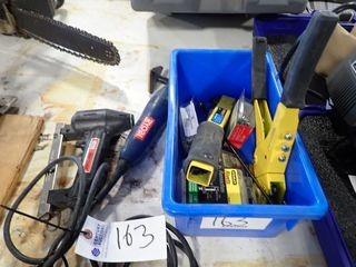 Lot of Electric Stapler, Stanley PHT150 Stapler,  MR77 Rivet Tool and Ryobi DS11088 Detail Sander. 