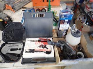 Lot of Wagner Electric Spray Gun, Weller Soldering Gun, Powershot Stapler and Mag Torch Propane Torch Kit. 