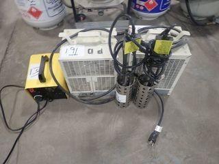 Lot of 2 Construction Heaters, Small Shop Heater and 2 Bucket Heaters. 
