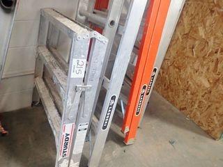 Lot of Aluminum Combination Step/Extension Ladder and Aluminum 3' Step Ladder/Sawhorse.