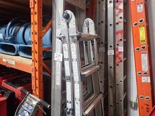 Lot of Aluminum Combination Step 5'5"-9'5" Ladder/Extension 10'11"-18'-11" Ladder and Aluminum 8' Step Ladder.