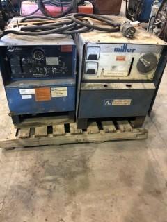 Lot of Miller CP 250TS DC Welding Power Source and Miller Dialarc HF AC/DC Welding Power Source. 