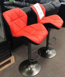 Lot of (2) New Red & Black Bar Stools