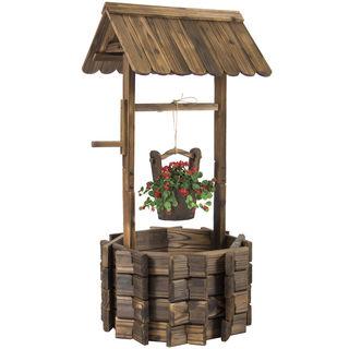 New Wooden Wishing Well Flower Bucket (Outdoor Garden)